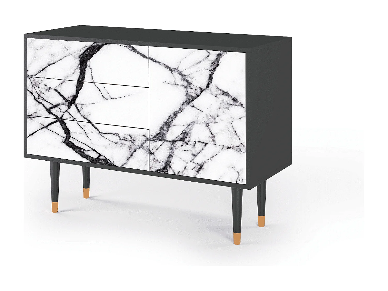 Kredens - 115х84х41 cm - S3 - Raven Marble, Antracyt