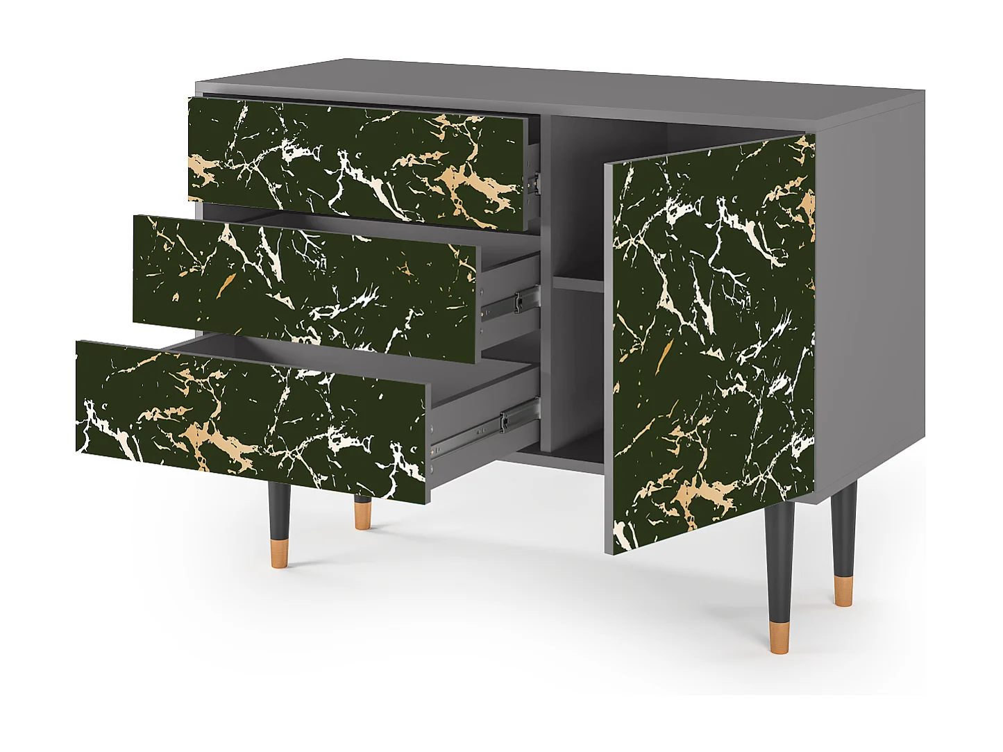 Kredens - 115х84х41 cm - S3 - Amazon Forest, Szary