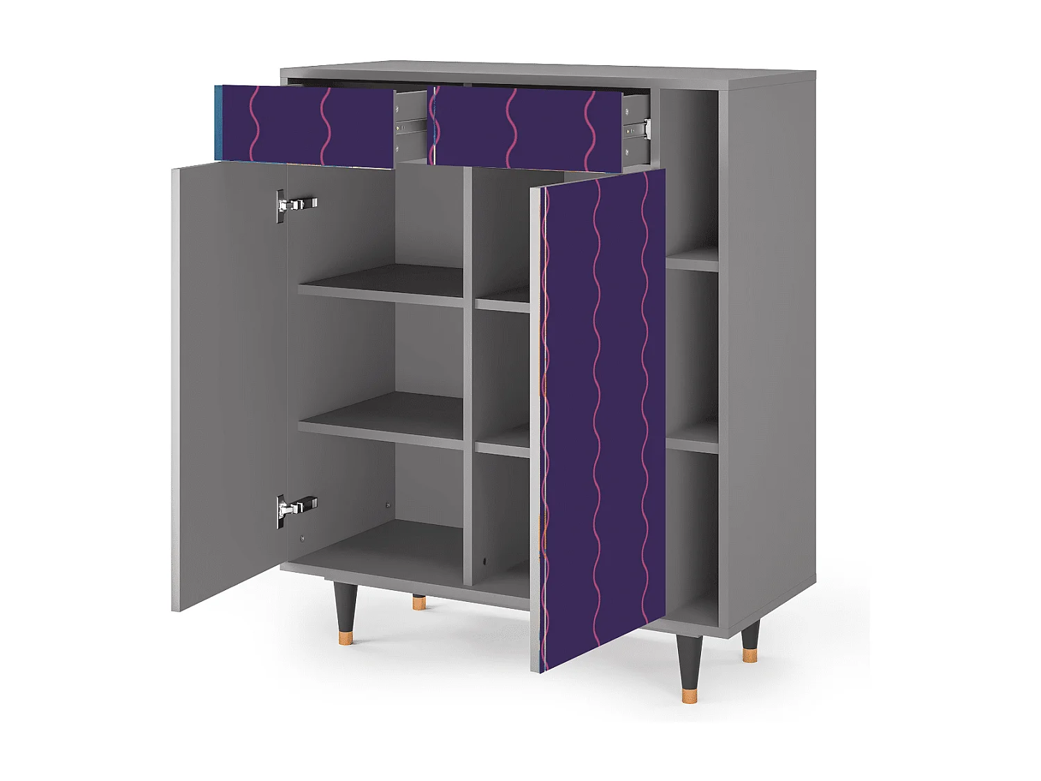 Kredens - 96х110х41 cm - BS6 - Grape Maccaroni, Szary