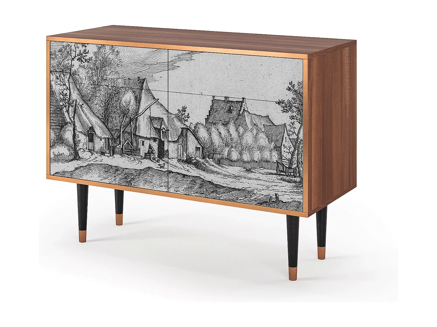 Credenza - 115x85x48 cm - BS4 - Farms in a Village, Noce