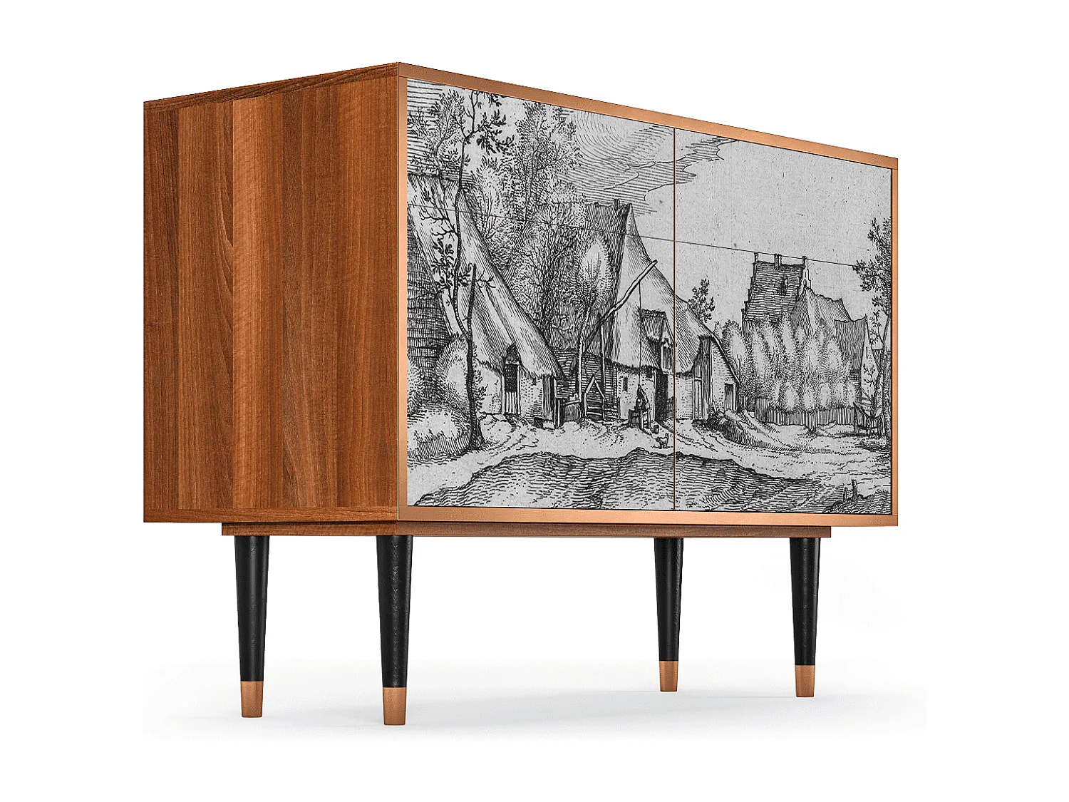 Credenza - 115x85x48 cm - BS4 - Farms in a Village, Noce