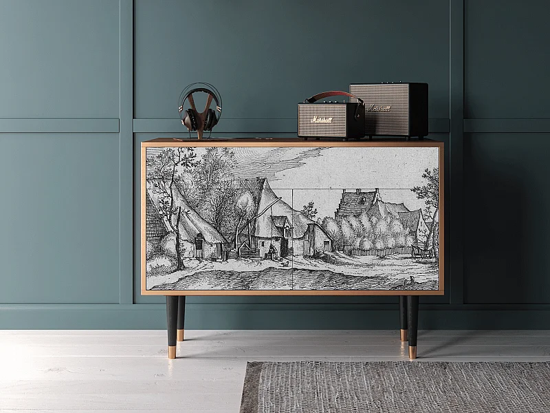 Kredens - 115x85x48 cm - BS4 - Farms in a Village, Orzech