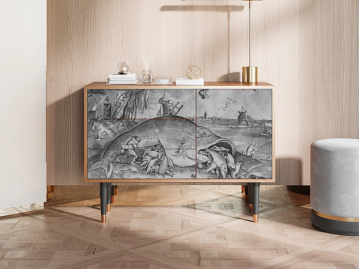 Credenza - 115х84х41 cm - S3 - Big Fish Eat Little, Noce