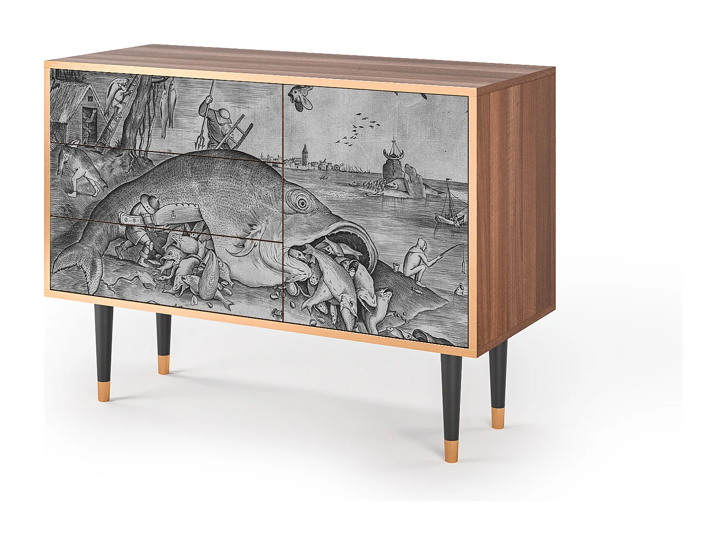 Buffet - 115х84х41 cm - S3 - Big Fish Eat Little, Noyer