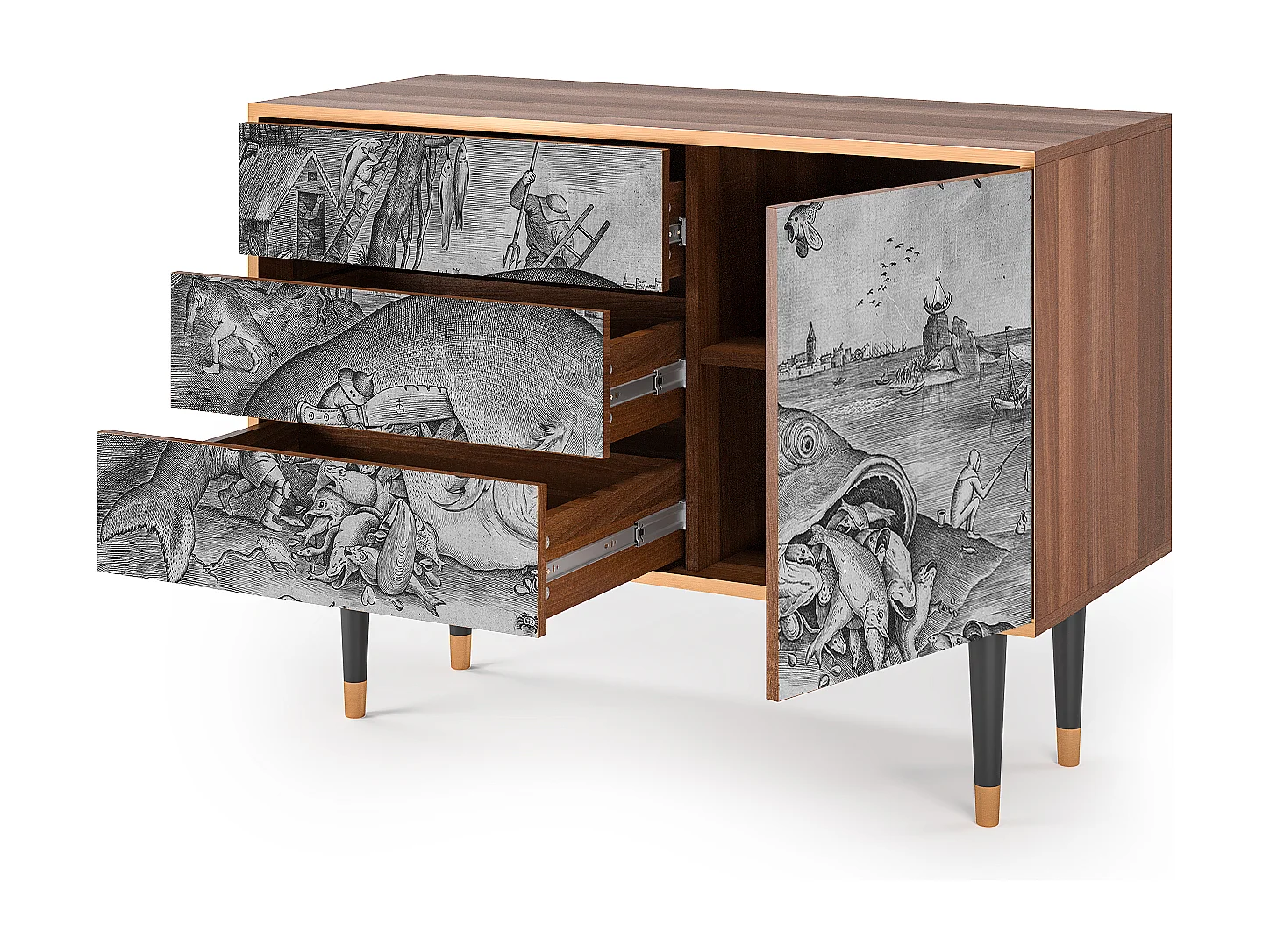 Buffet - 115х84х41 cm - S3 - Big Fish Eat Little, Noyer