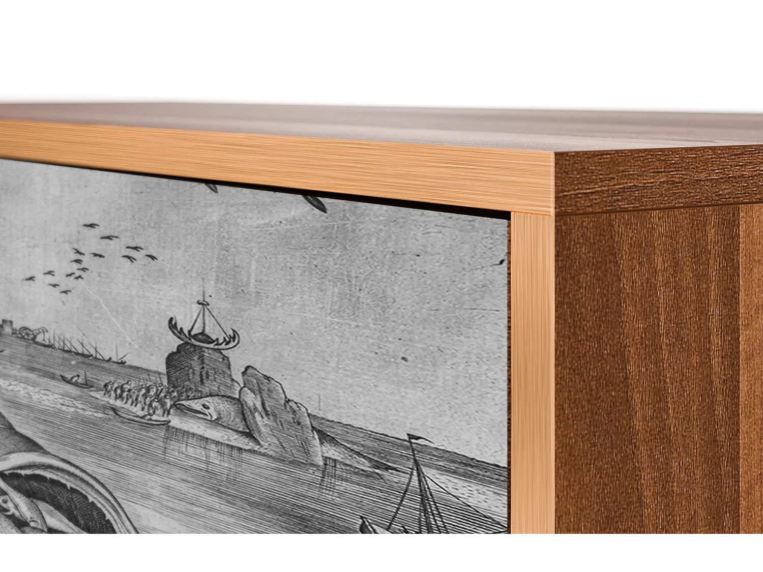 Kredens - 115х84х41 cm - S3 - Big Fish Eat Little, Orzech