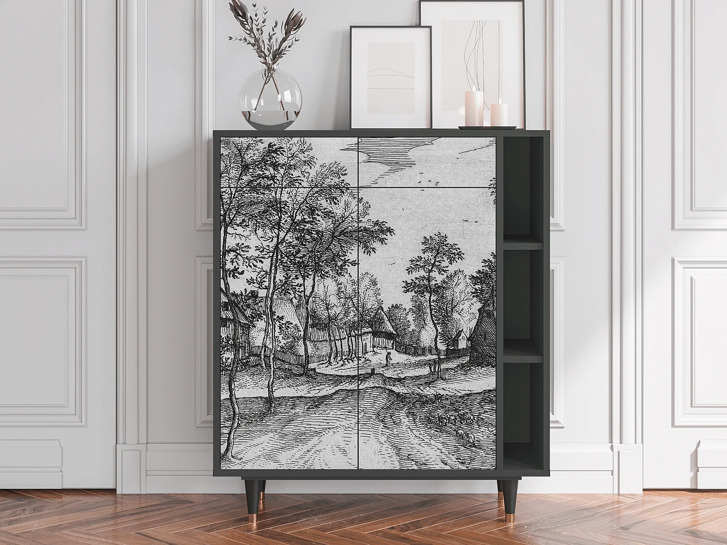 Kredens - 96х110х41 cm - BS6 - Village Road, Antracyt