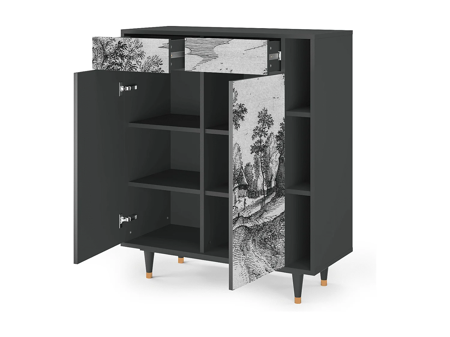 Kredens - 96х110х41 cm - BS6 - Village Road, Antracyt