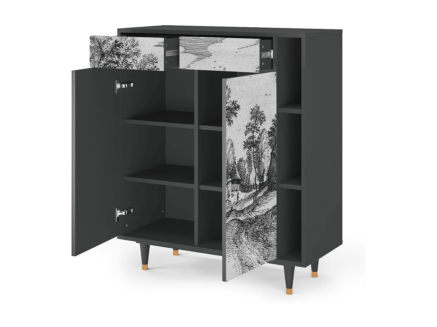 Dressoir - 96х110х41 cm - BS6 - Village Road, Antraciet