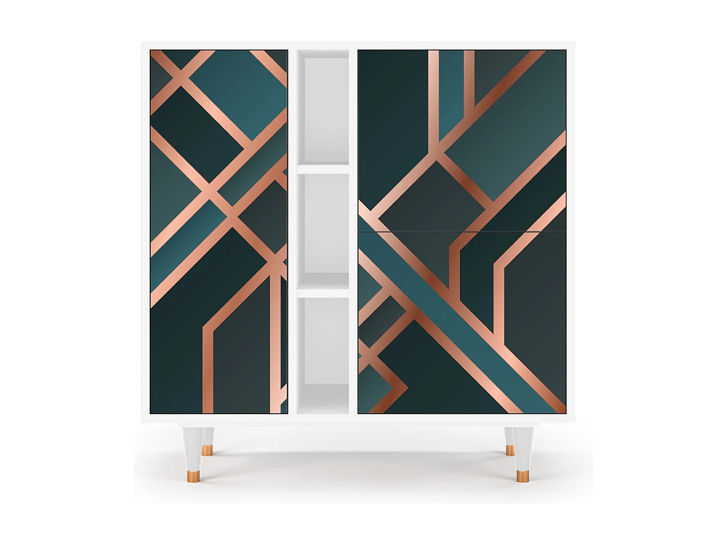 Kredens - 94х96х41 cm - BS5 - Bronze Crossroad, Biały