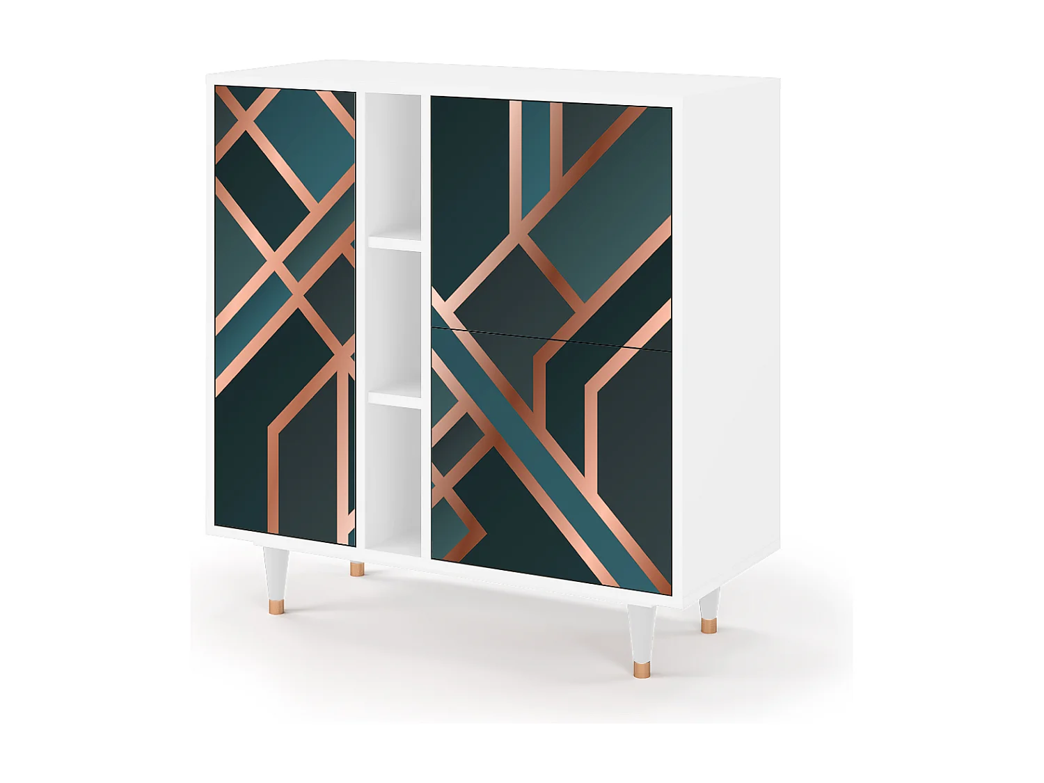 Kredens - 94х96х41 cm - BS5 - Bronze Crossroad, Biały