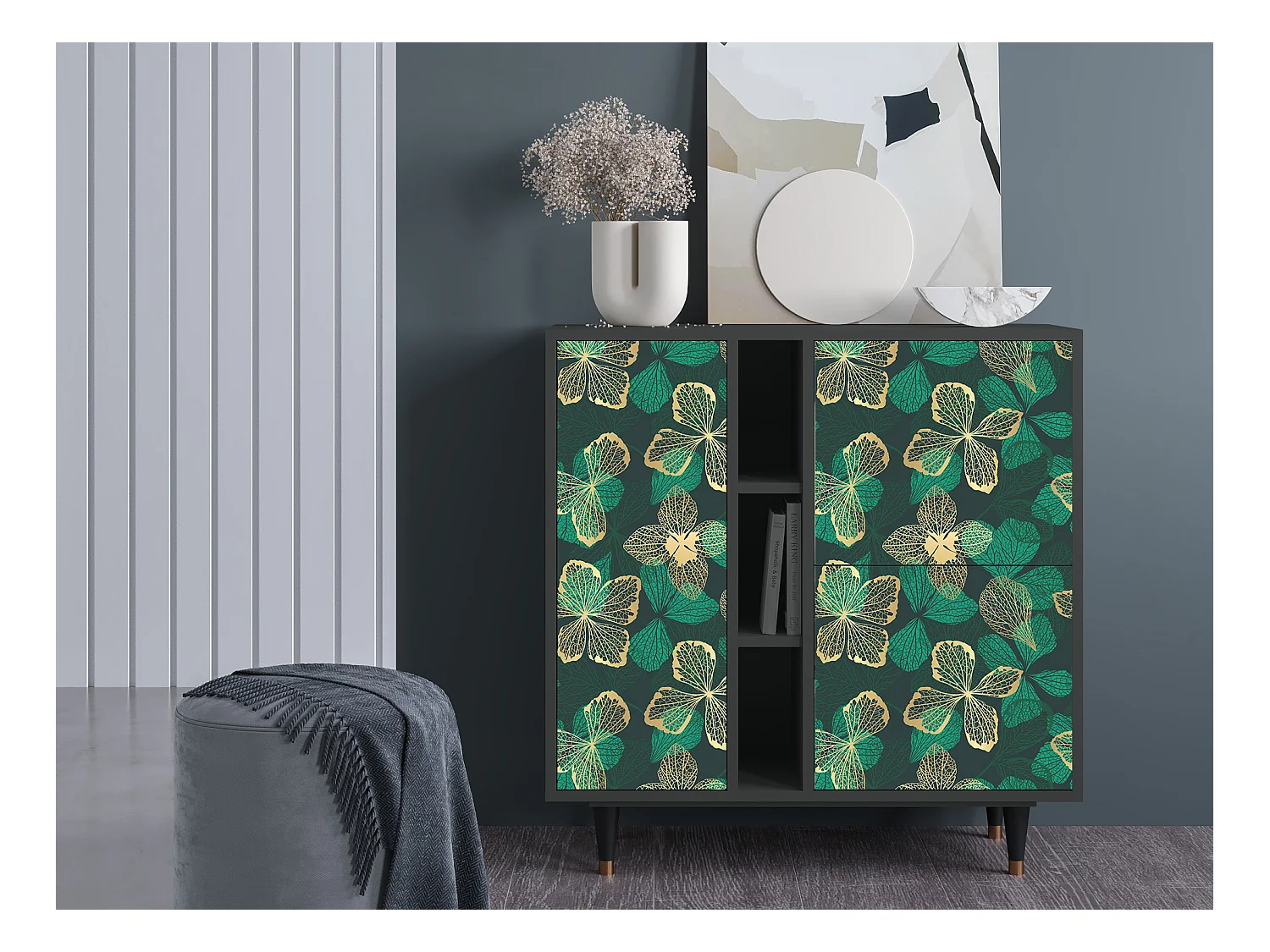 Credenza - 94х96х41 cm - BS5 - Green Flower, Antracite