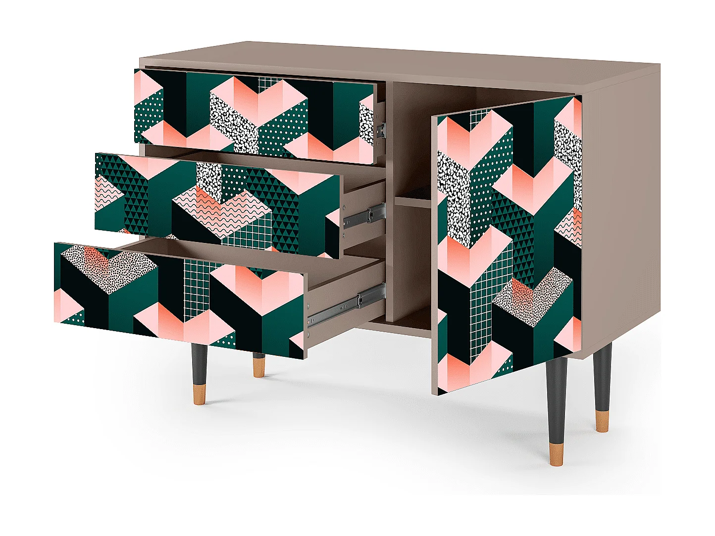 Credenza - 115х84х41 cm - S3 - Geometric Madness, Latte