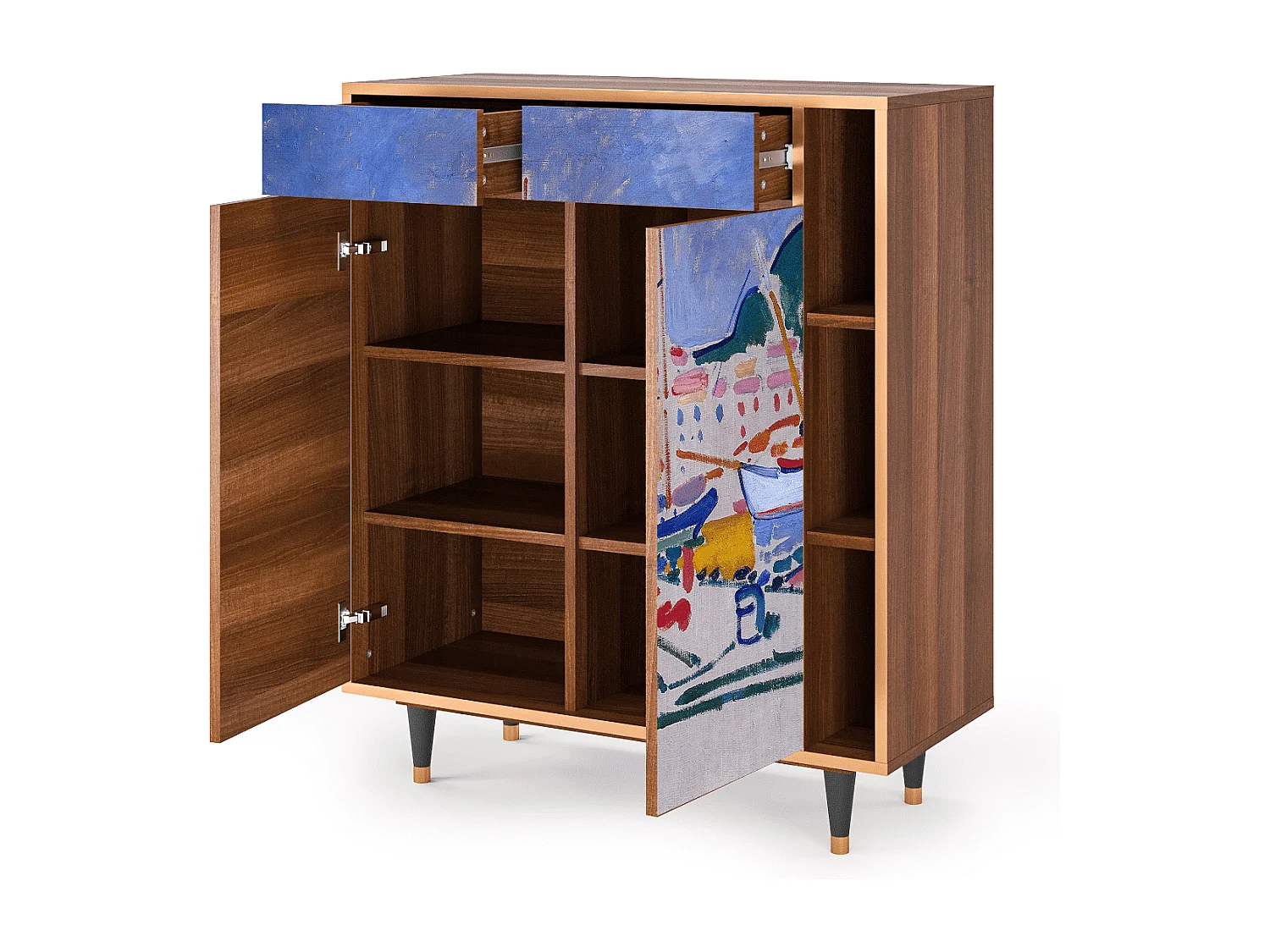 Dressoir - 96х110х41 cm - BS6 - The Port of Collioure , Walnoot