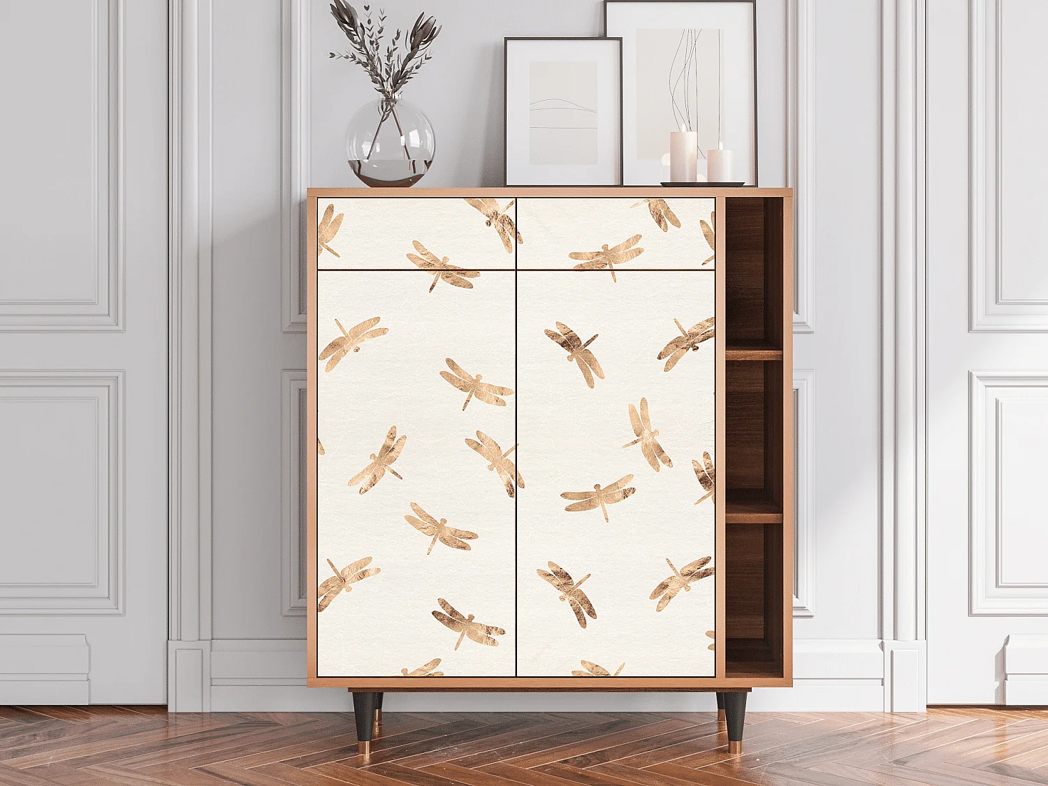 Dressoir - 96х110х41 cm - BS6 - Nude Dragonflies, Walnoot