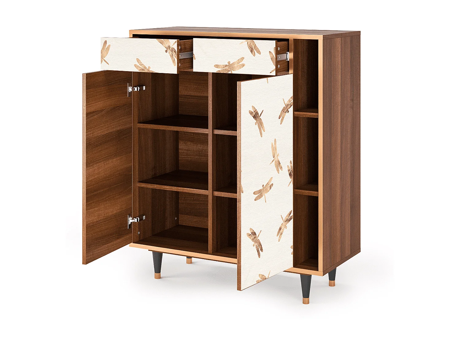 Dressoir - 96х110х41 cm - BS6 - Nude Dragonflies, Walnoot