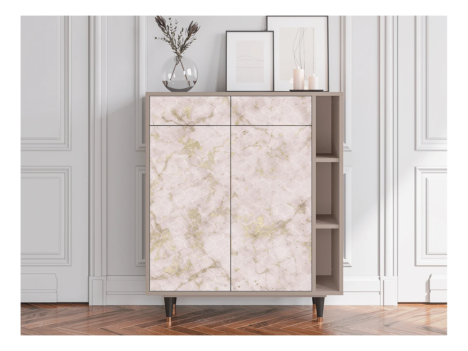 Credenza - 96х110х41 cm - BS6 - Dirty Roses, Latte