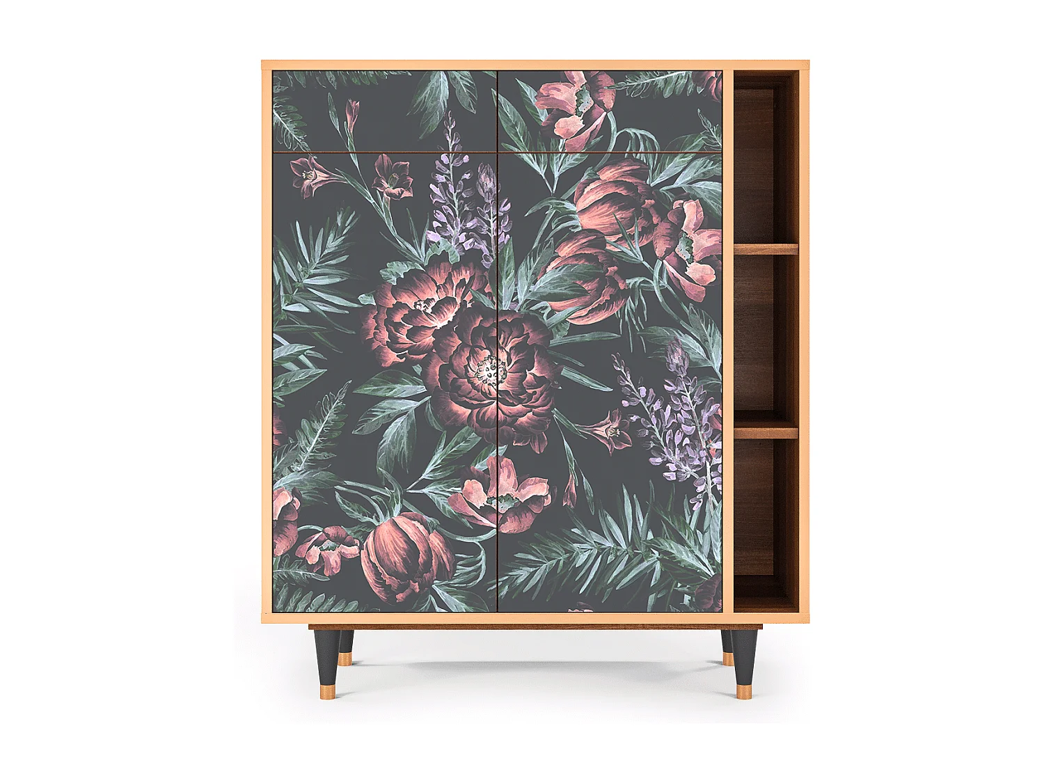 Sideboard - 96х110х41 cm - BS6 - Dark Peonies, Walnuss