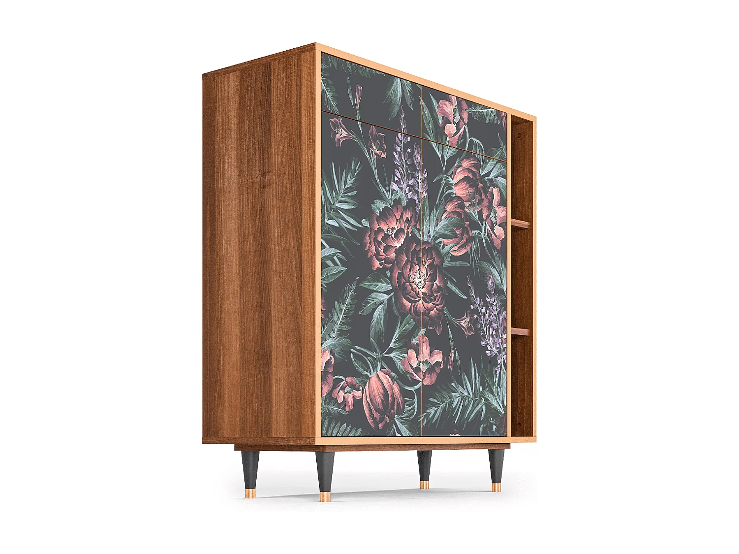 Sideboard - 96х110х41 cm - BS6 - Dark Peonies, Walnuss