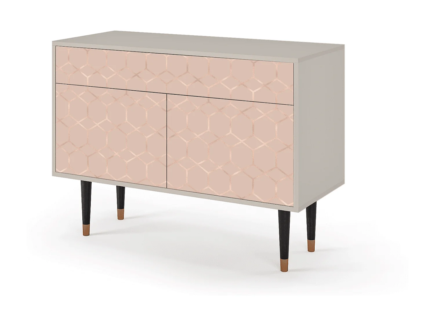 Kredens - 115x85x48 cm - BS4 - Rose Honeycomb, Piaskowy