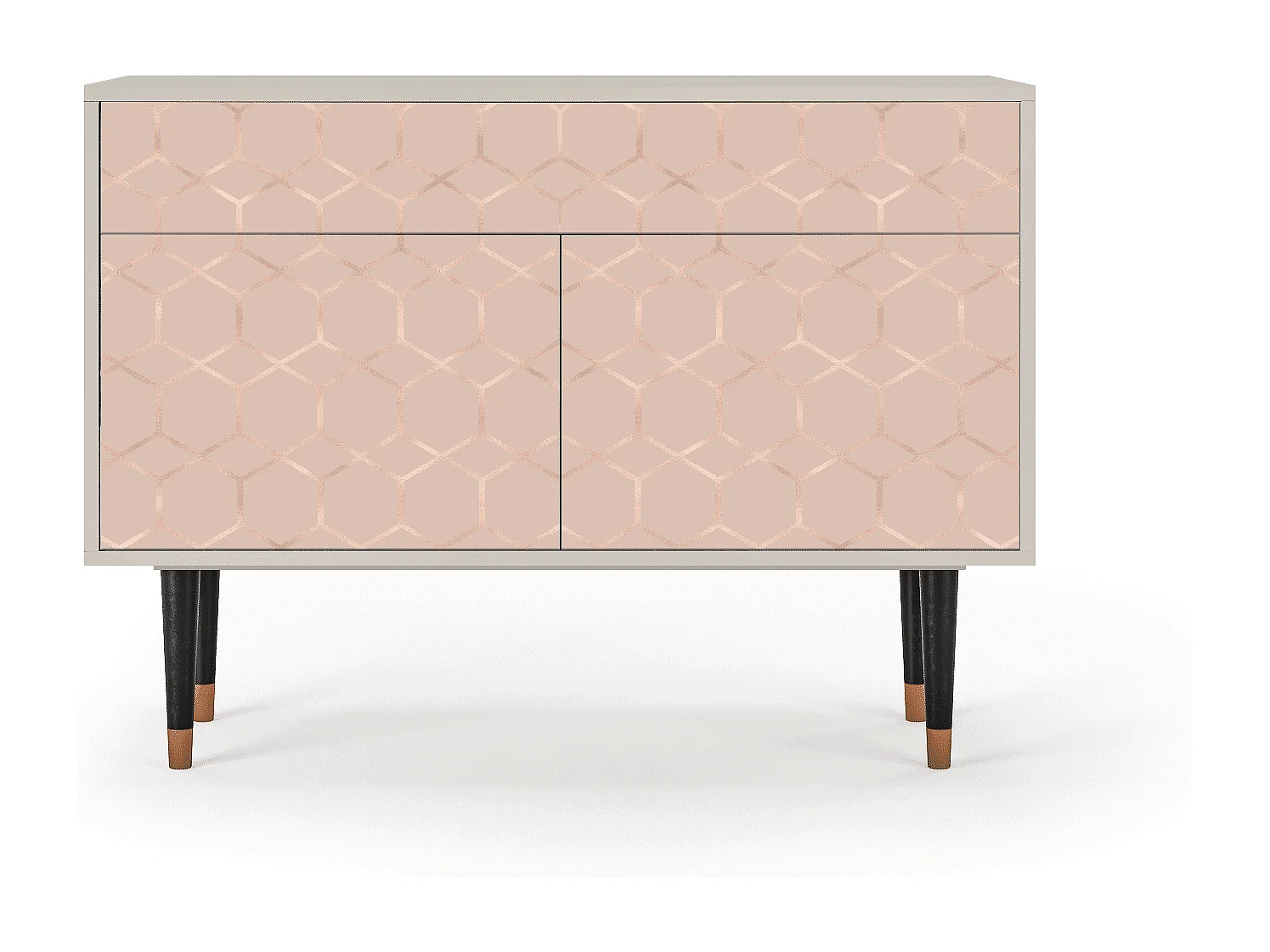 Kredens - 115x85x48 cm - BS4 - Rose Honeycomb, Piaskowy