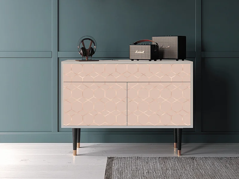Kredens - 115x85x48 cm - BS4 - Rose Honeycomb, Piaskowy