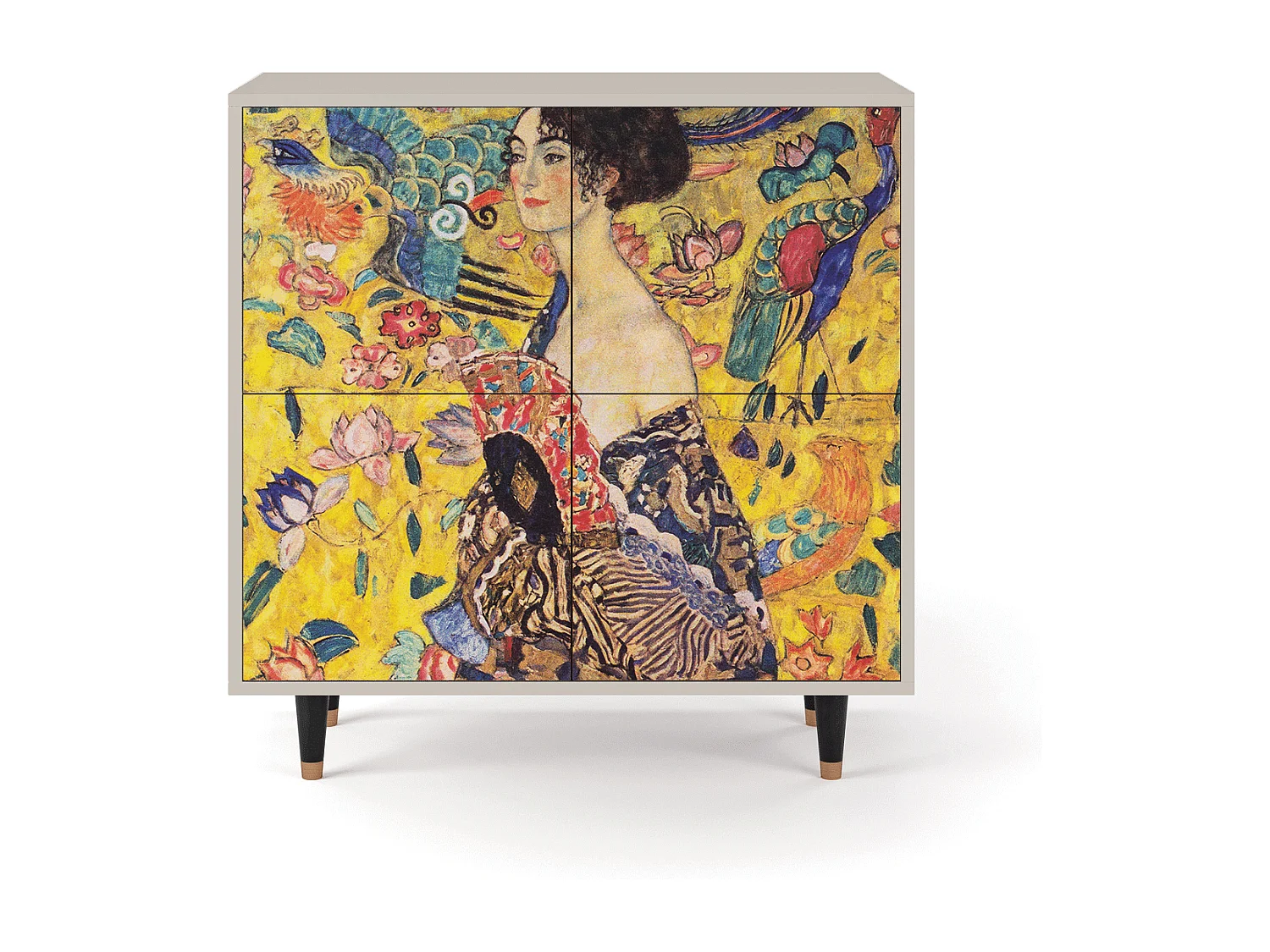 Kredens - 94x96x48 cm - BS3 - Lady with Fan by Klimt, Piaskowy