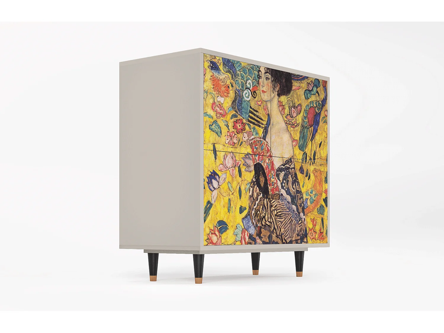 Kredens - 94x96x48 cm - BS3 - Lady with Fan by Klimt, Piaskowy