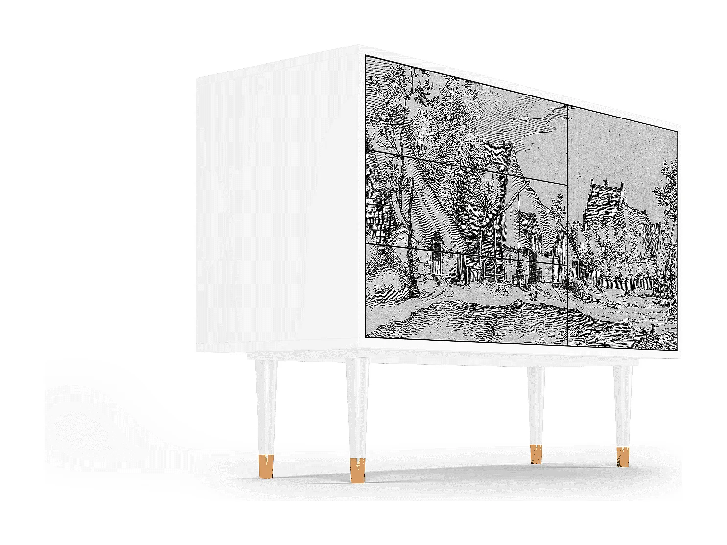 Credenza - 115х84х41 cm - S3 - Farms in a Village, Bianco