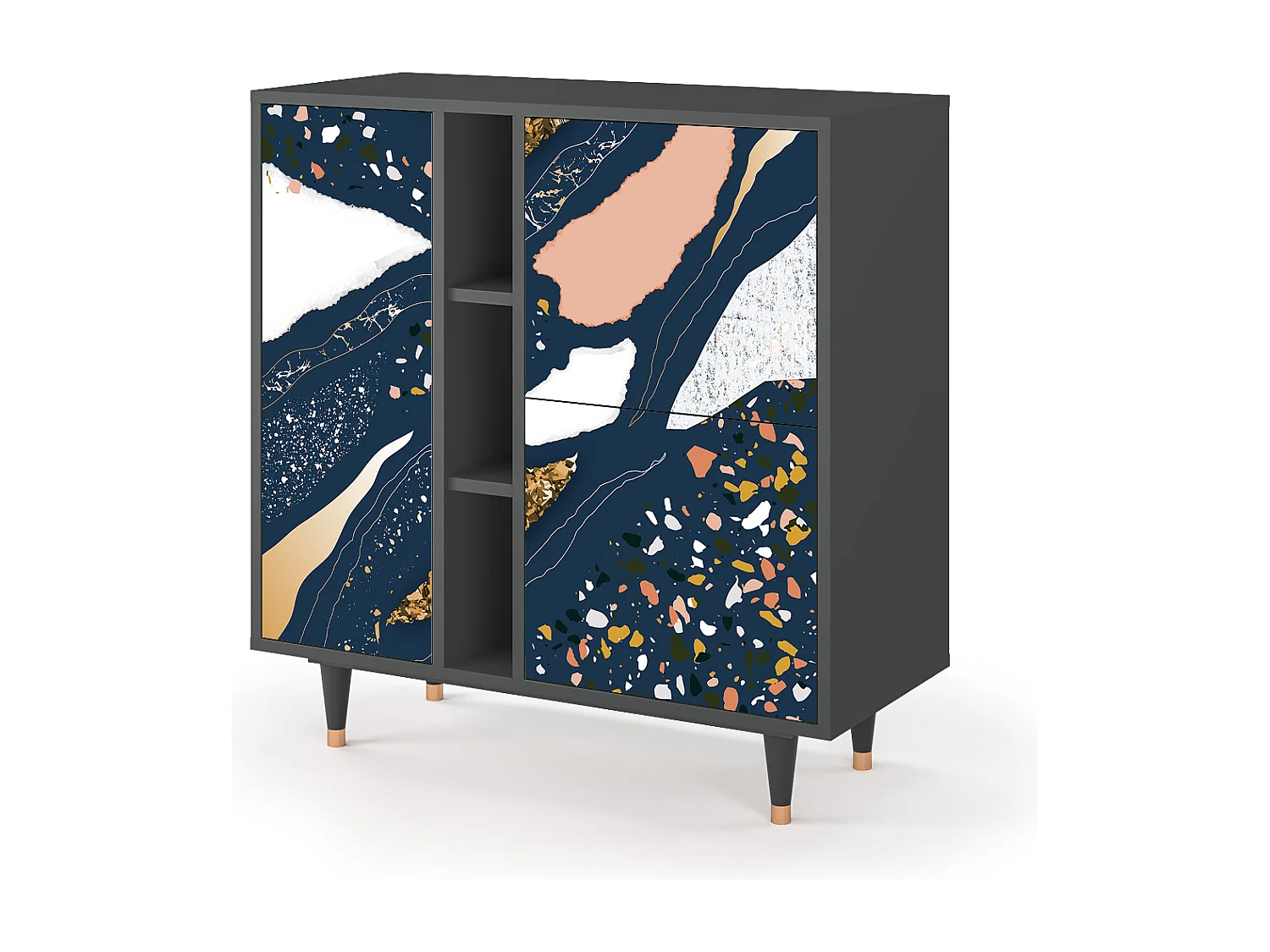 Kredens - 94х96х41 cm - BS5 - Nude Iceberg, Antracyt