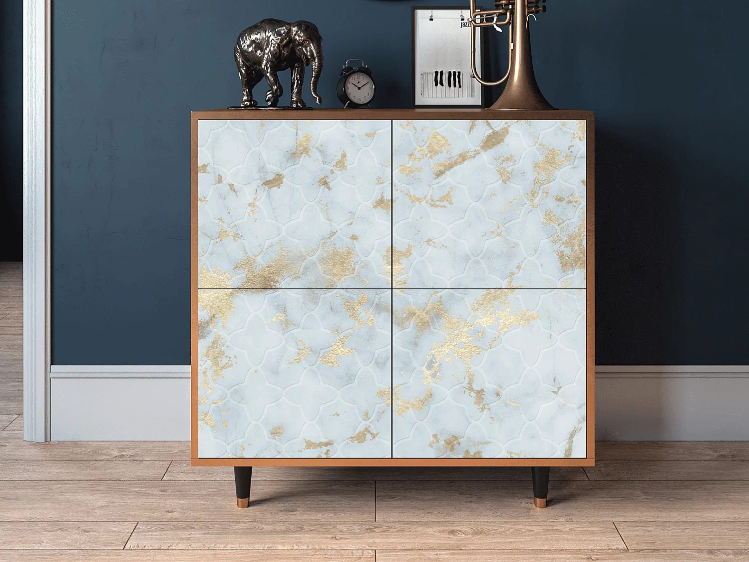 Buffet - 94x96x48 cm - BS3 - Golden Waves, Noyer