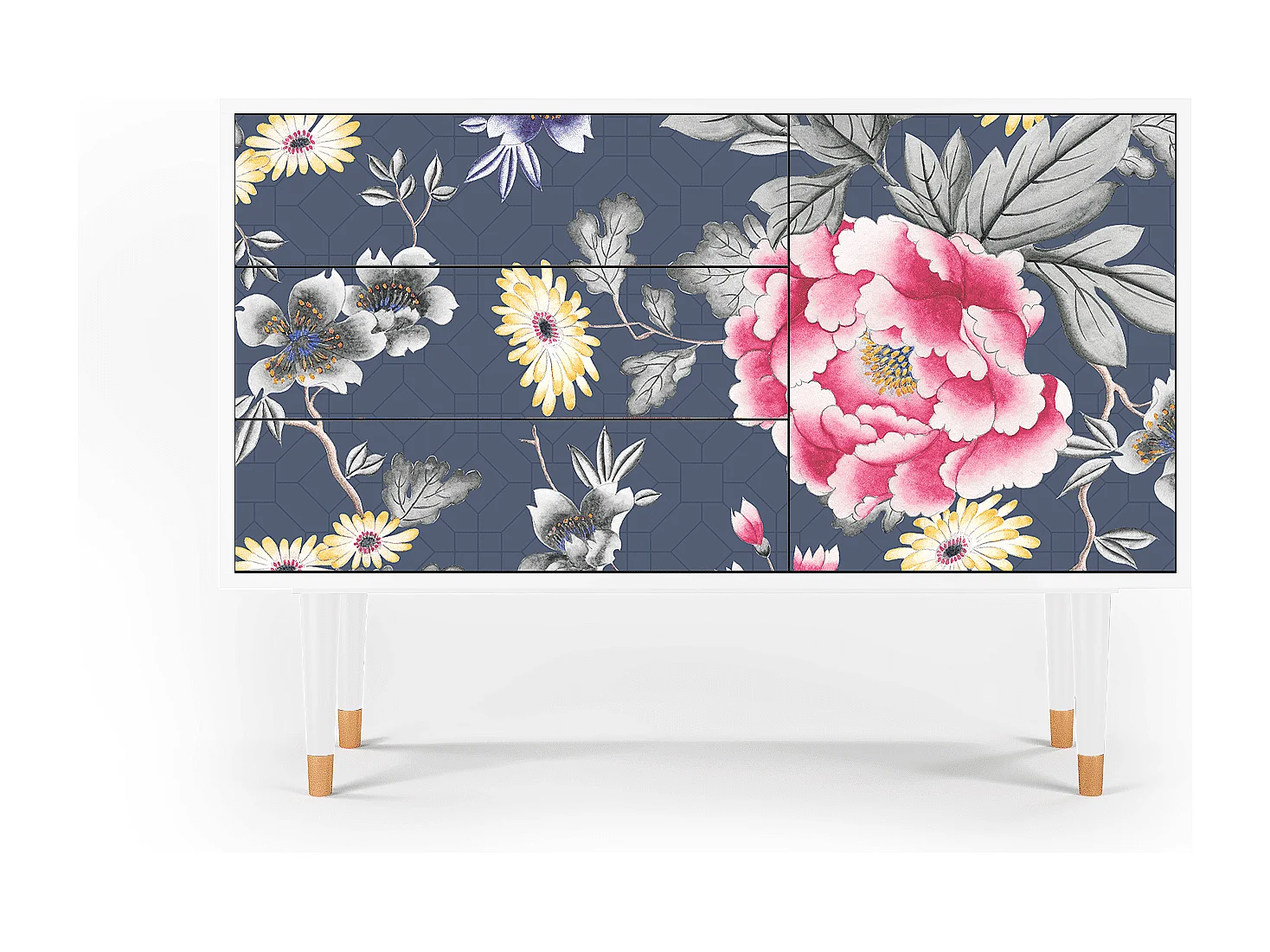 Kredens - 115х84х41 cm - S3 - Dark Flower Bed, Biały