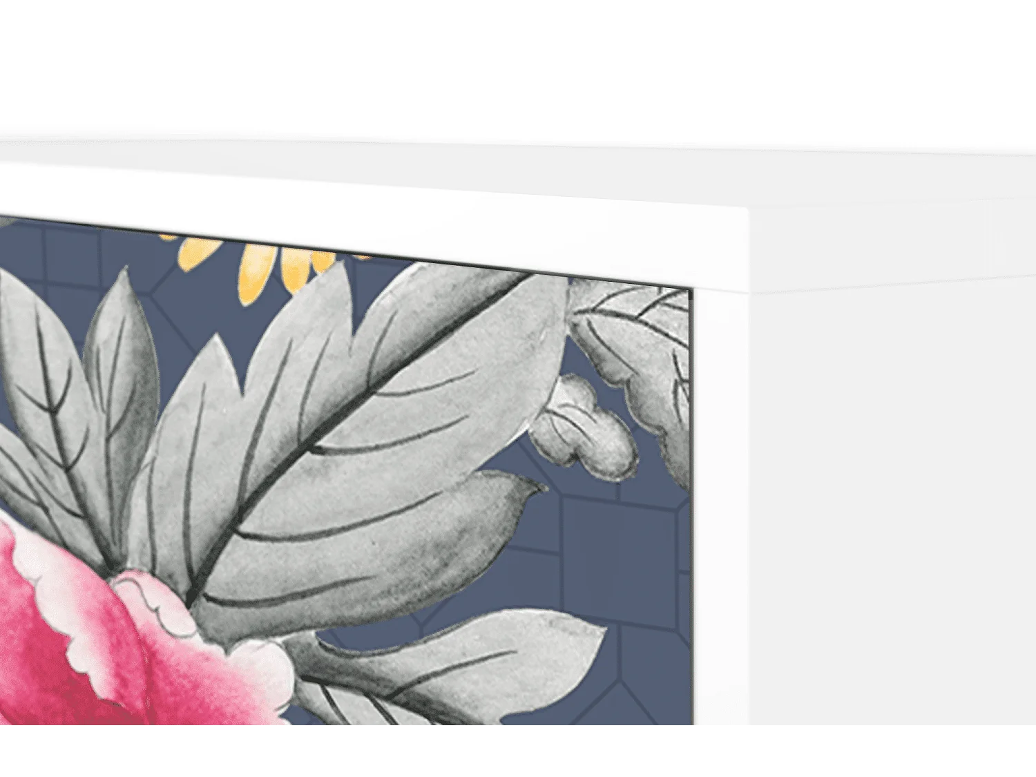 Kredens - 115х84х41 cm - S3 - Dark Flower Bed, Biały