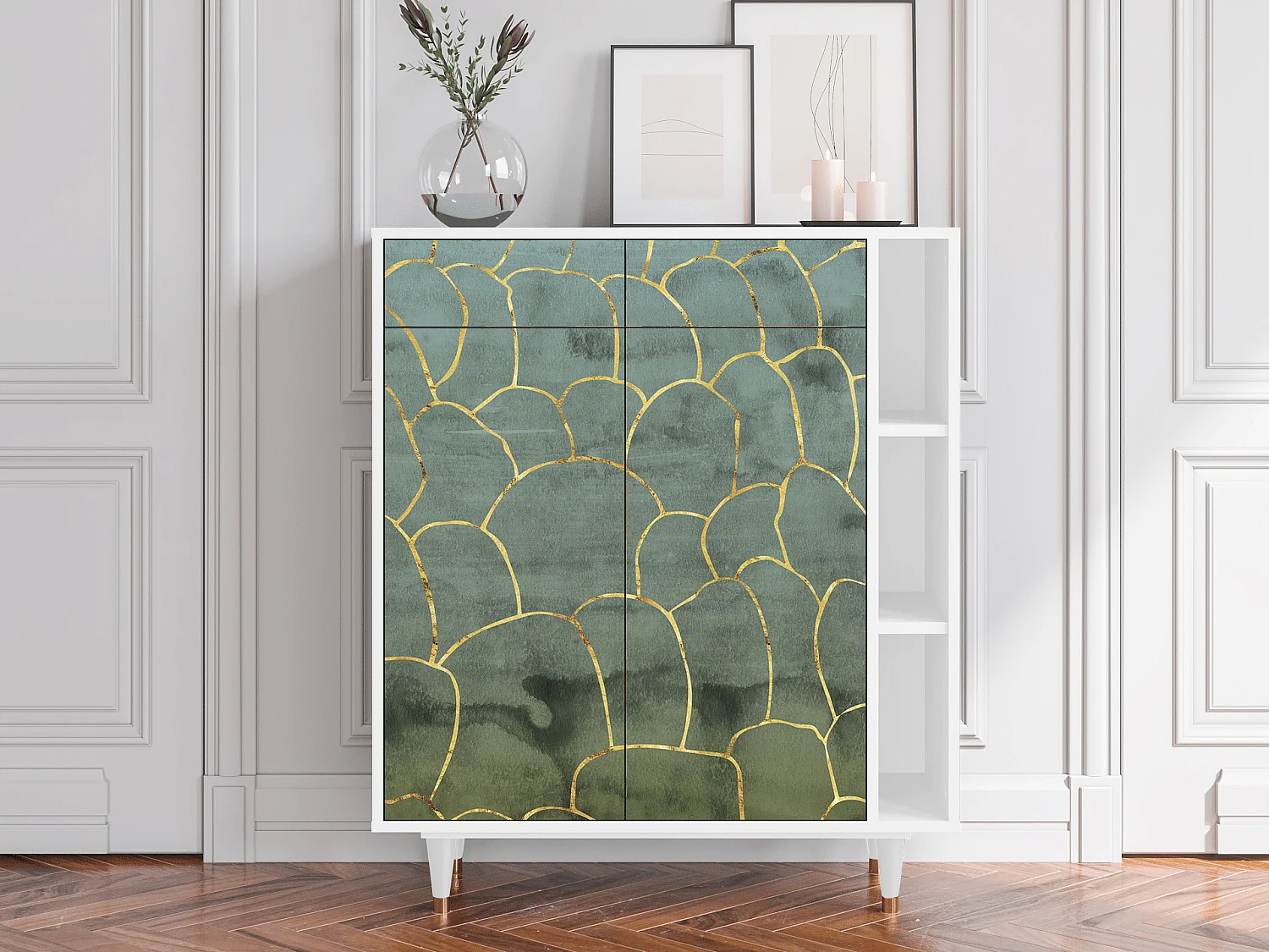 Kredens - 96х110х41 cm - BS6 - Magnificent Water Lily, Biały