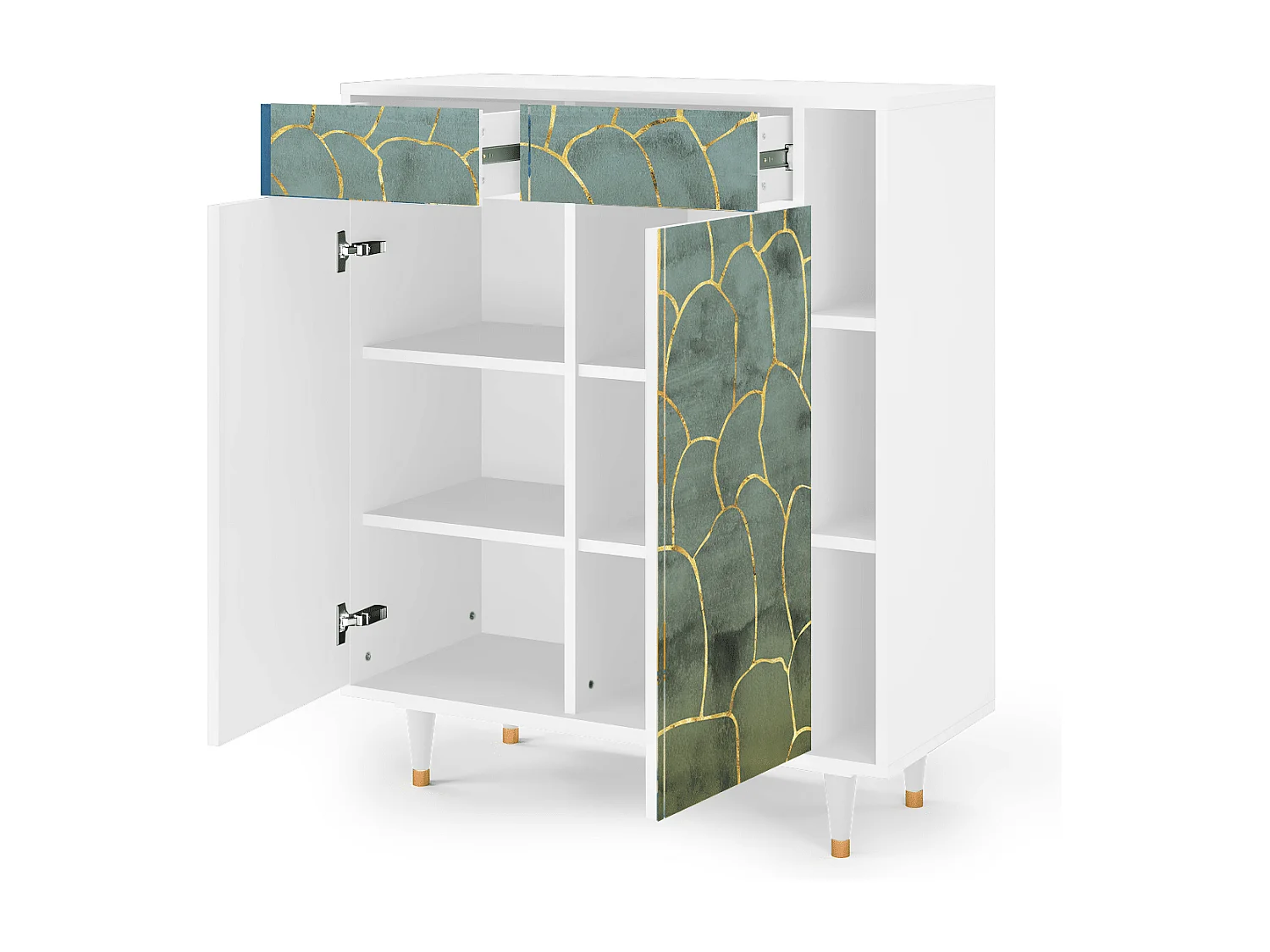 Kredens - 96х110х41 cm - BS6 - Magnificent Water Lily, Biały