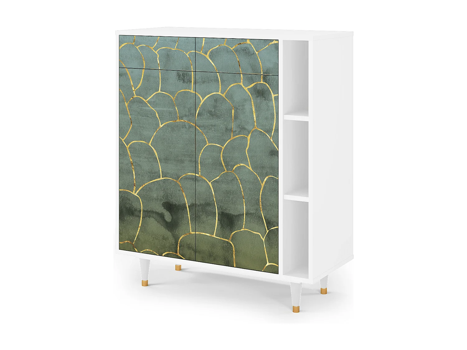 Kredens - 96х110х41 cm - BS6 - Magnificent Water Lily, Biały