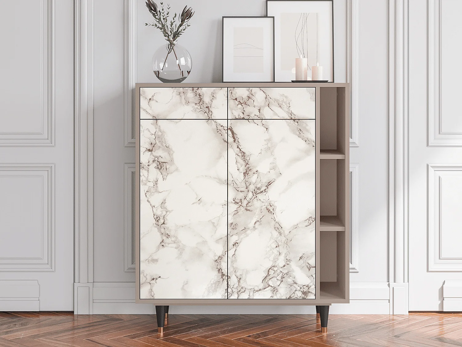 Kredens - 96х110х41 cm - BS6 - Milk Marble, Latte