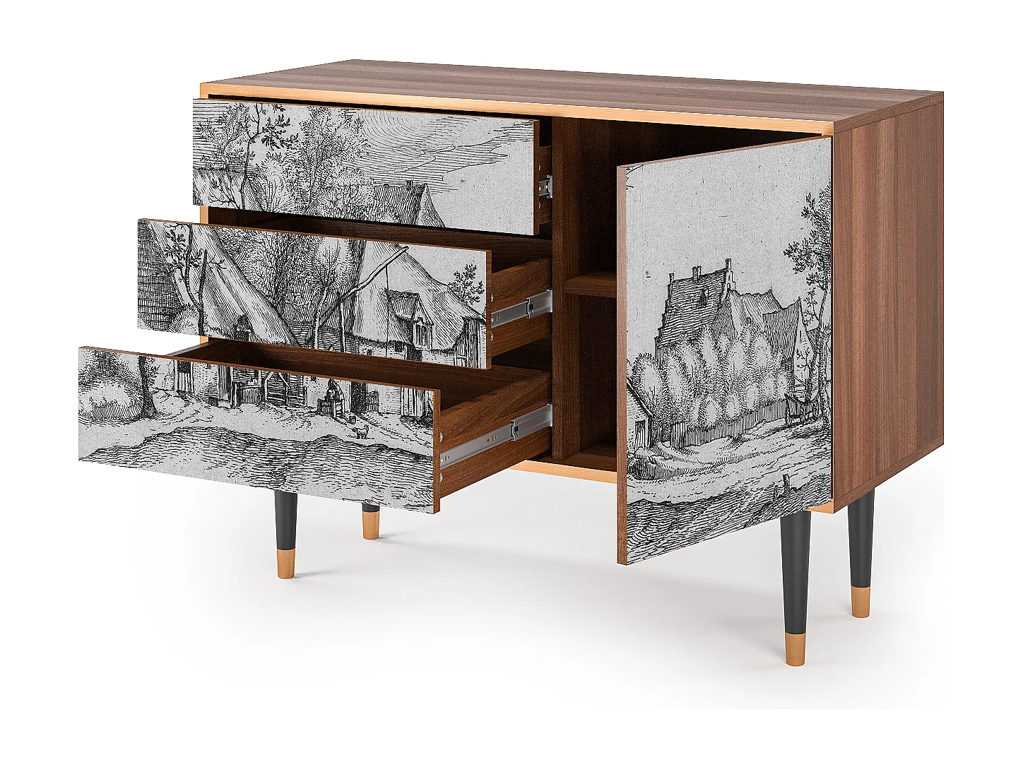Credenza - 115х84х41 cm - S3 - Farms in a Village, Noce