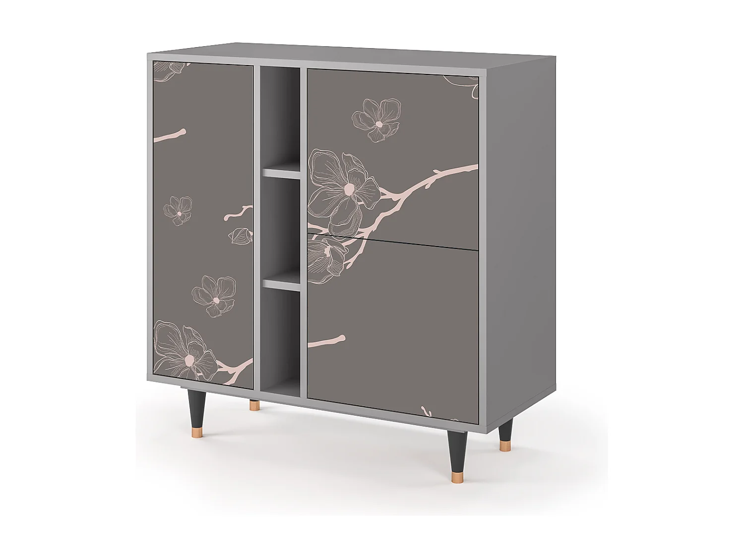 Kredens - 94х96х41 cm - BS5 - Cherry Blossom, Szary