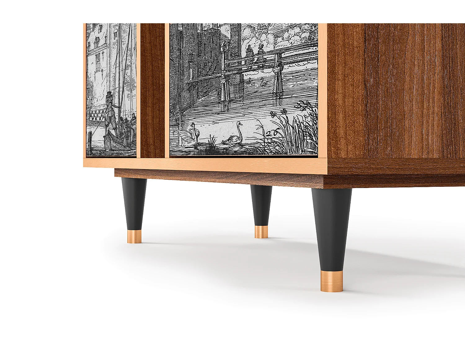 Buffet - 94х96х41 cm - BS5 - Castle with Bridge, Noyer