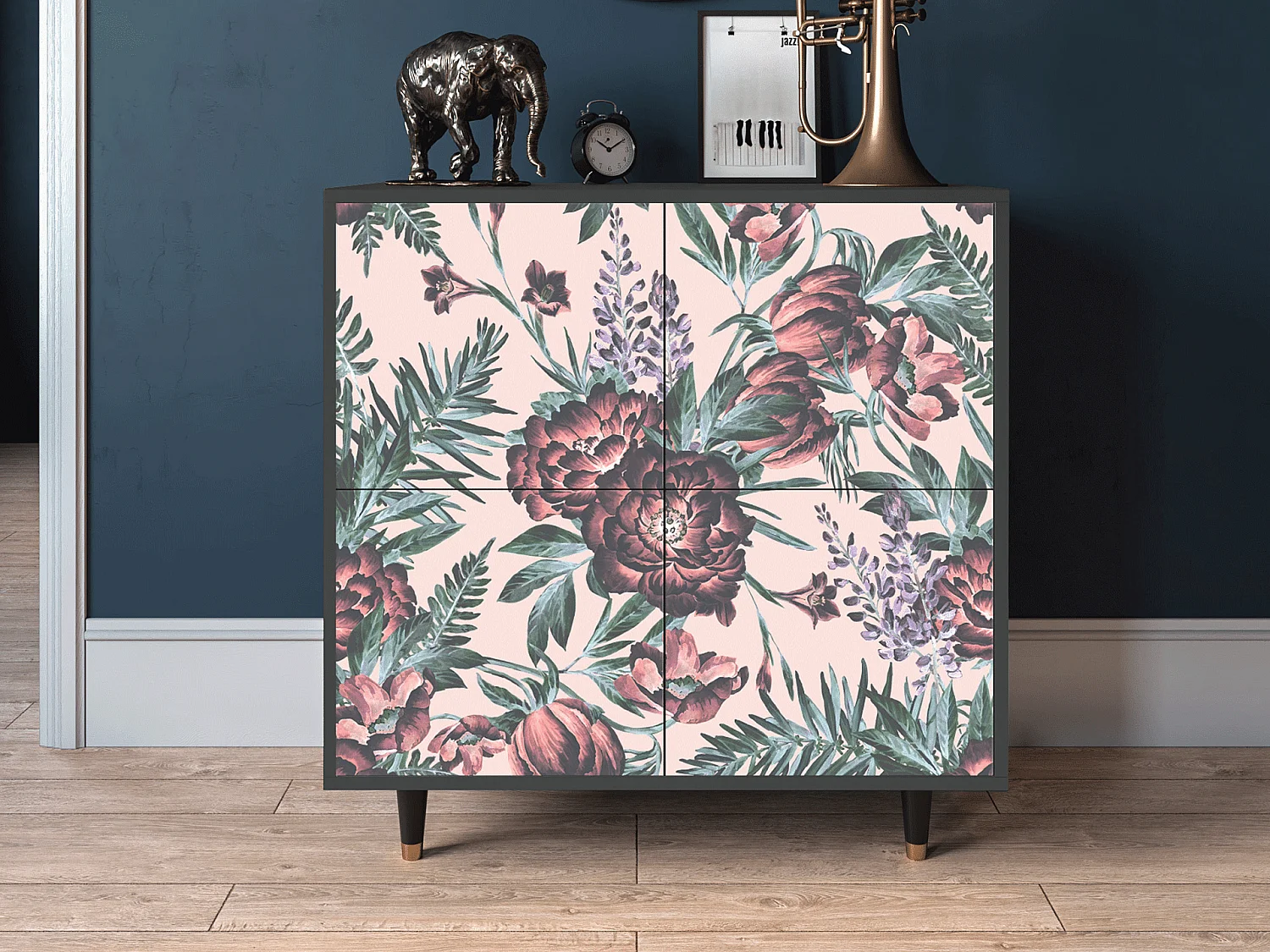 Aparador - 94x96x48 cm - BS3 - Peach Peonies, Antracite