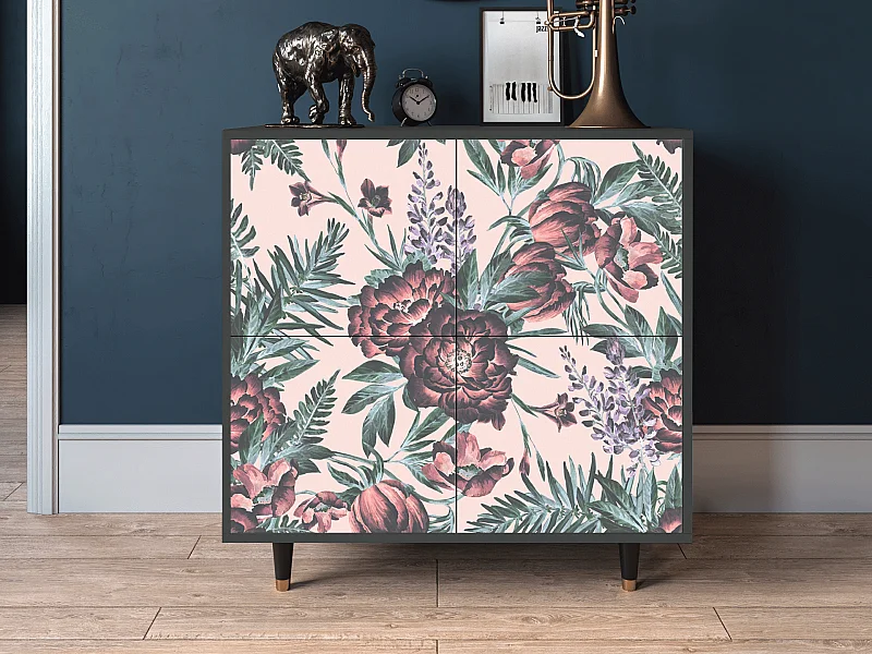 Aparador - 94x96x48 cm - BS3 - Peach Peonies, Antracite