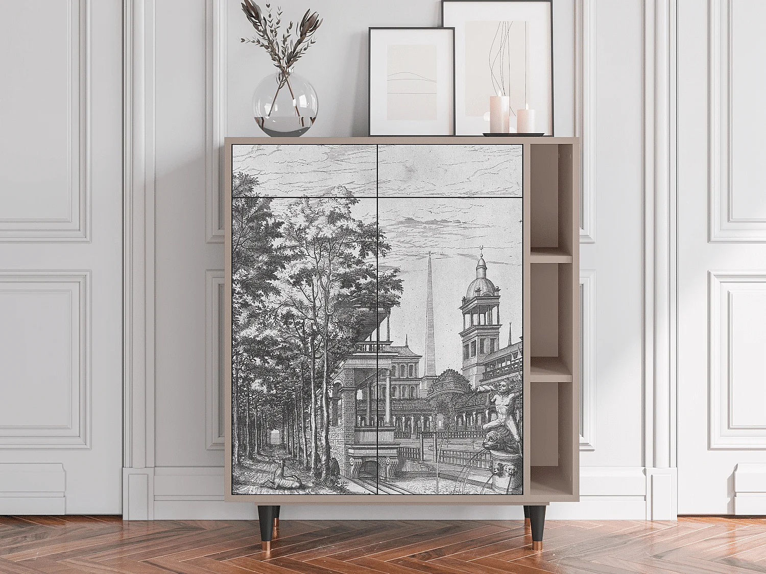 Kredens - 96х110х41 cm - BS6 - View of the Piazza, Latte