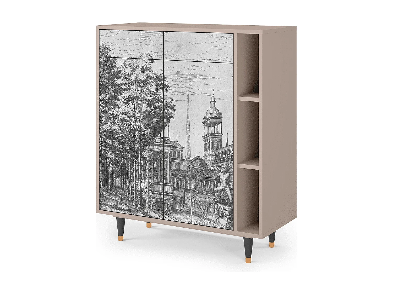 Kredens - 96х110х41 cm - BS6 - View of the Piazza, Latte