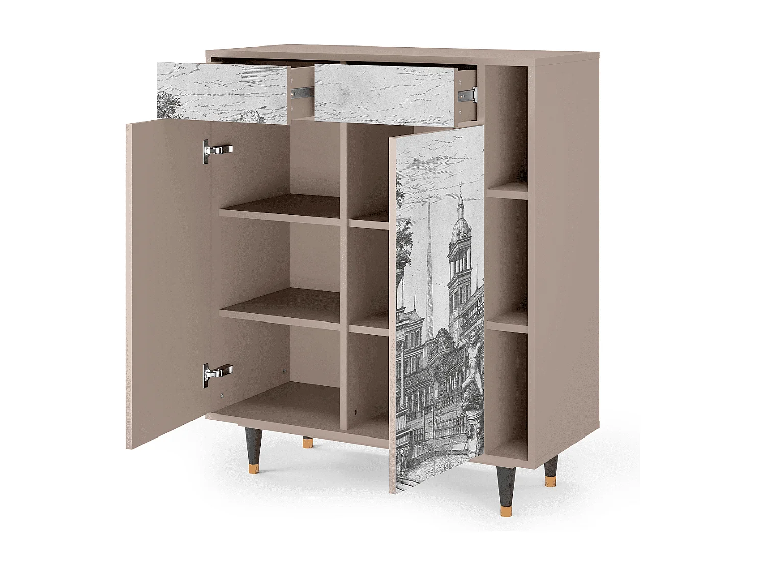 Kredens - 96х110х41 cm - BS6 - View of the Piazza, Latte