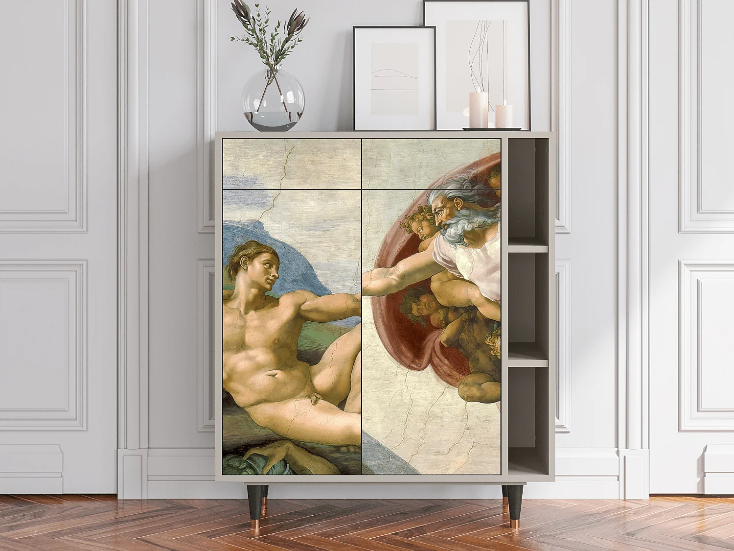 Kredens - 96х110х41 cm - BS6 - The Creation of Adam, Piaskowy
