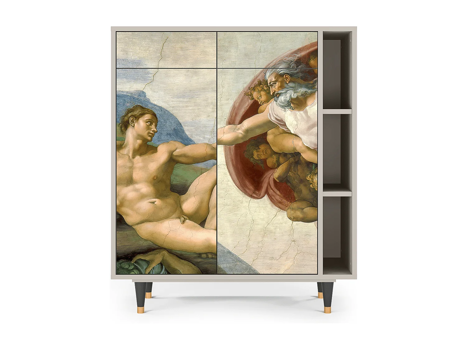 Kredens - 96х110х41 cm - BS6 - The Creation of Adam, Piaskowy