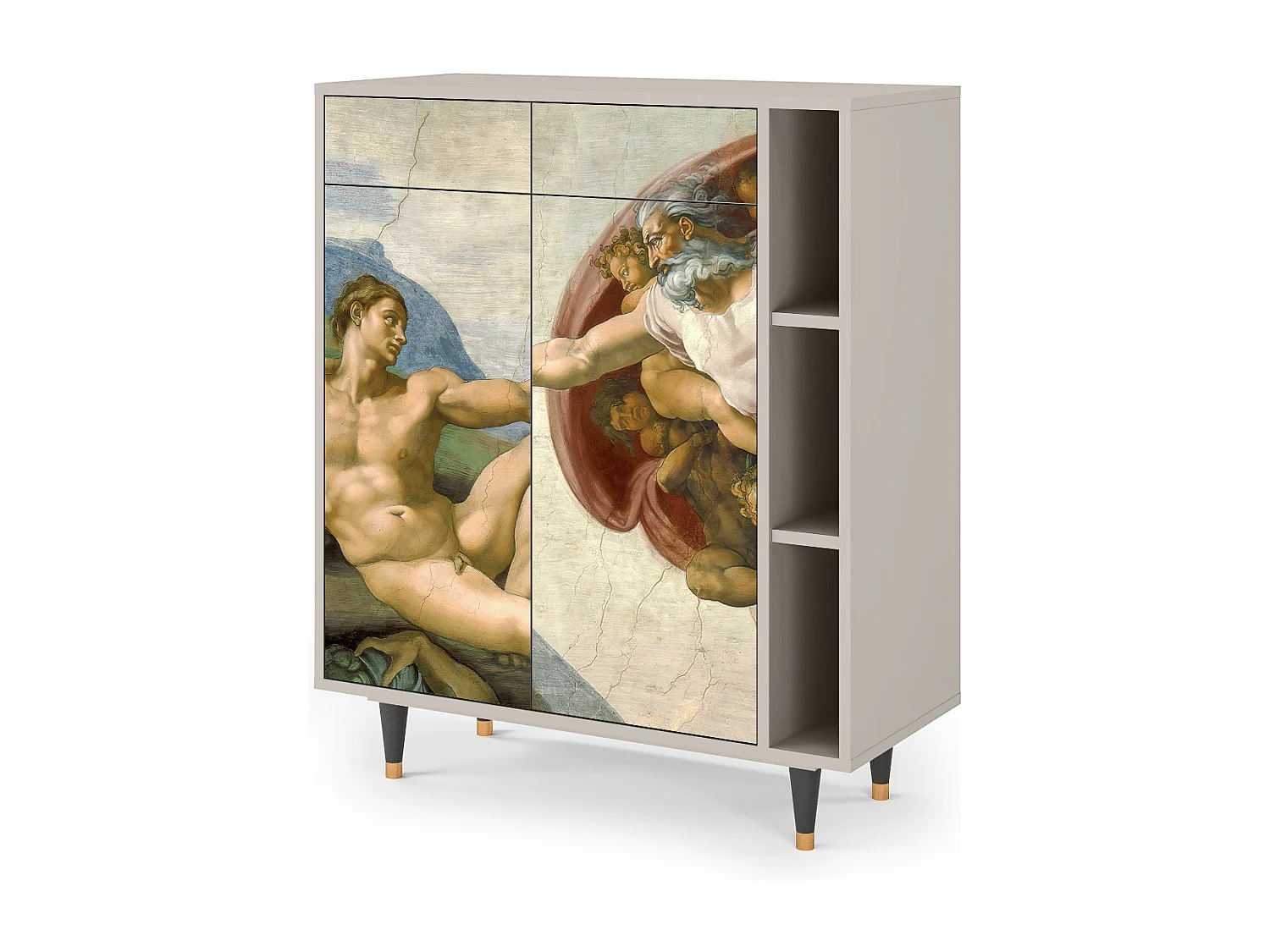 Kredens - 96х110х41 cm - BS6 - The Creation of Adam, Piaskowy