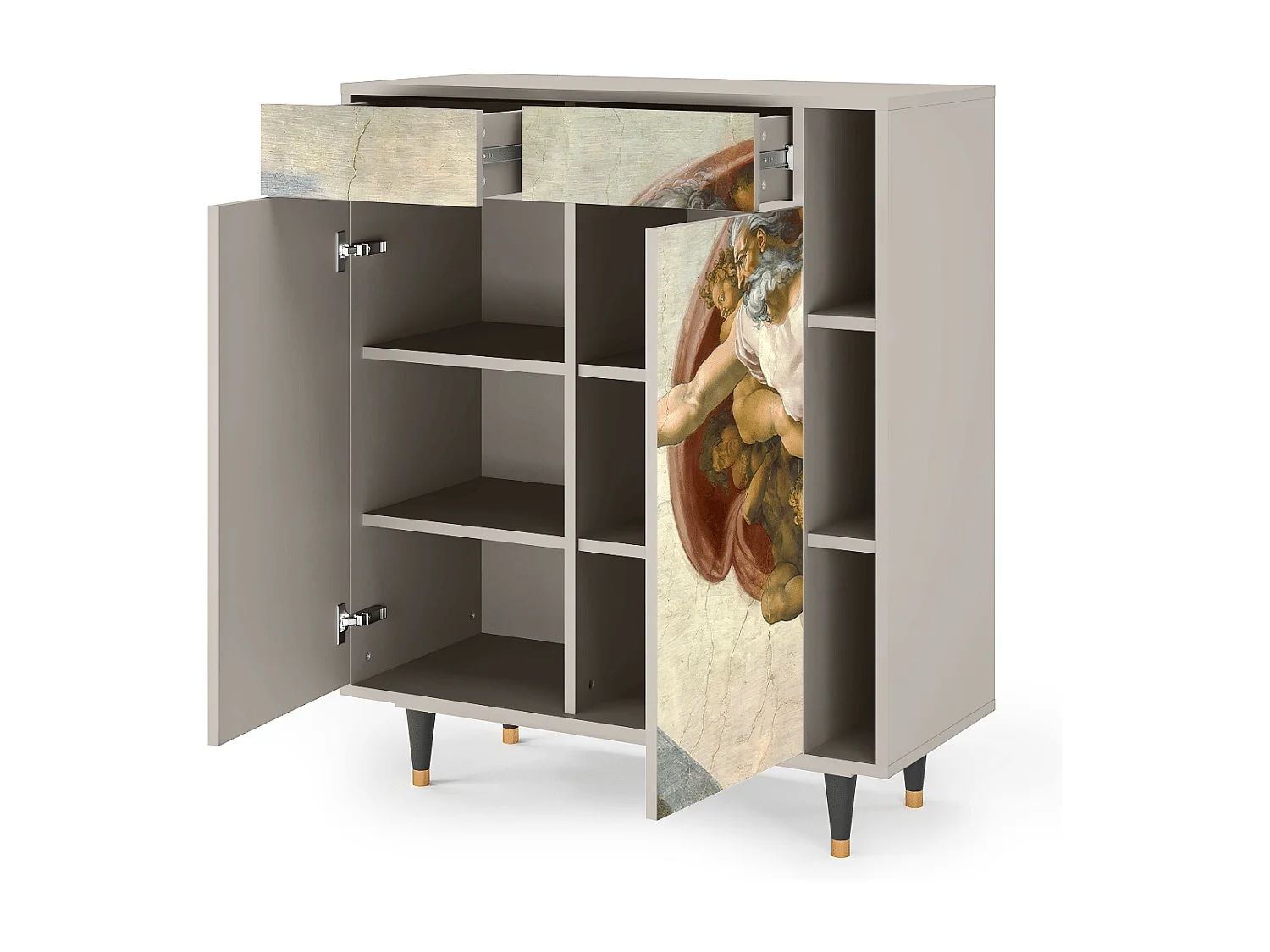 Kredens - 96х110х41 cm - BS6 - The Creation of Adam, Piaskowy