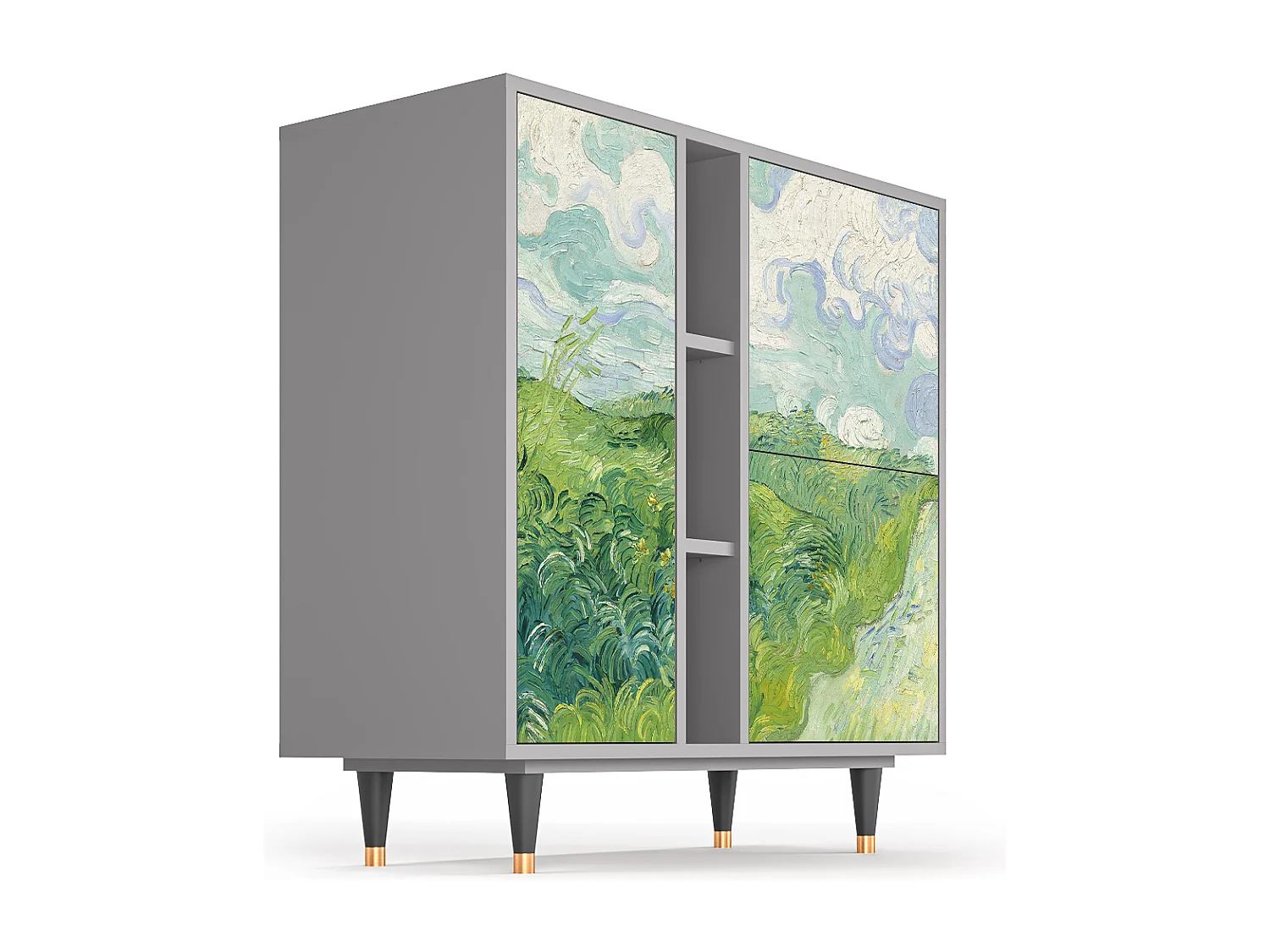 Kredens - 94х96х41 cm - BS5 - Green Wheat Fields, Szary